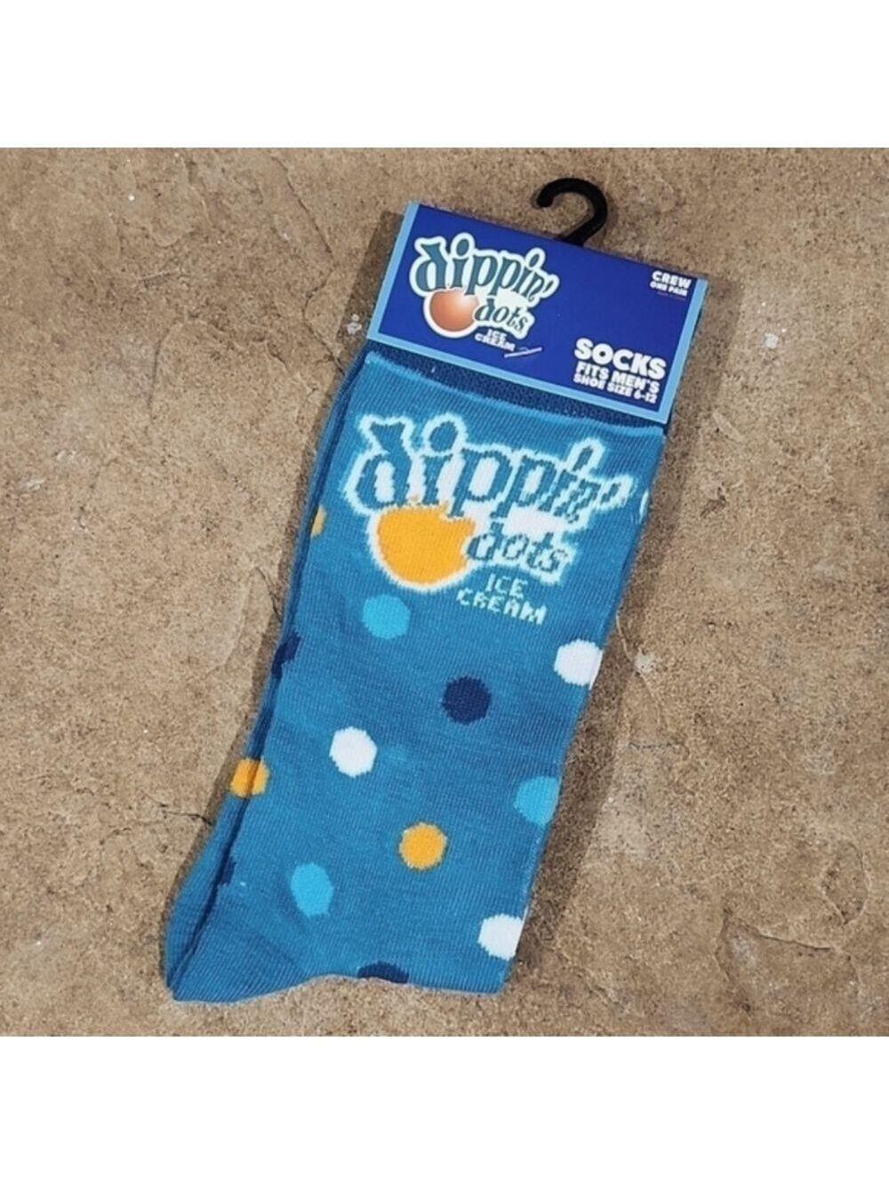 4/$25 Dippin Dots Novelty Crew Socks Unisex Mens Size 6-12 Polka Dots Turquoise